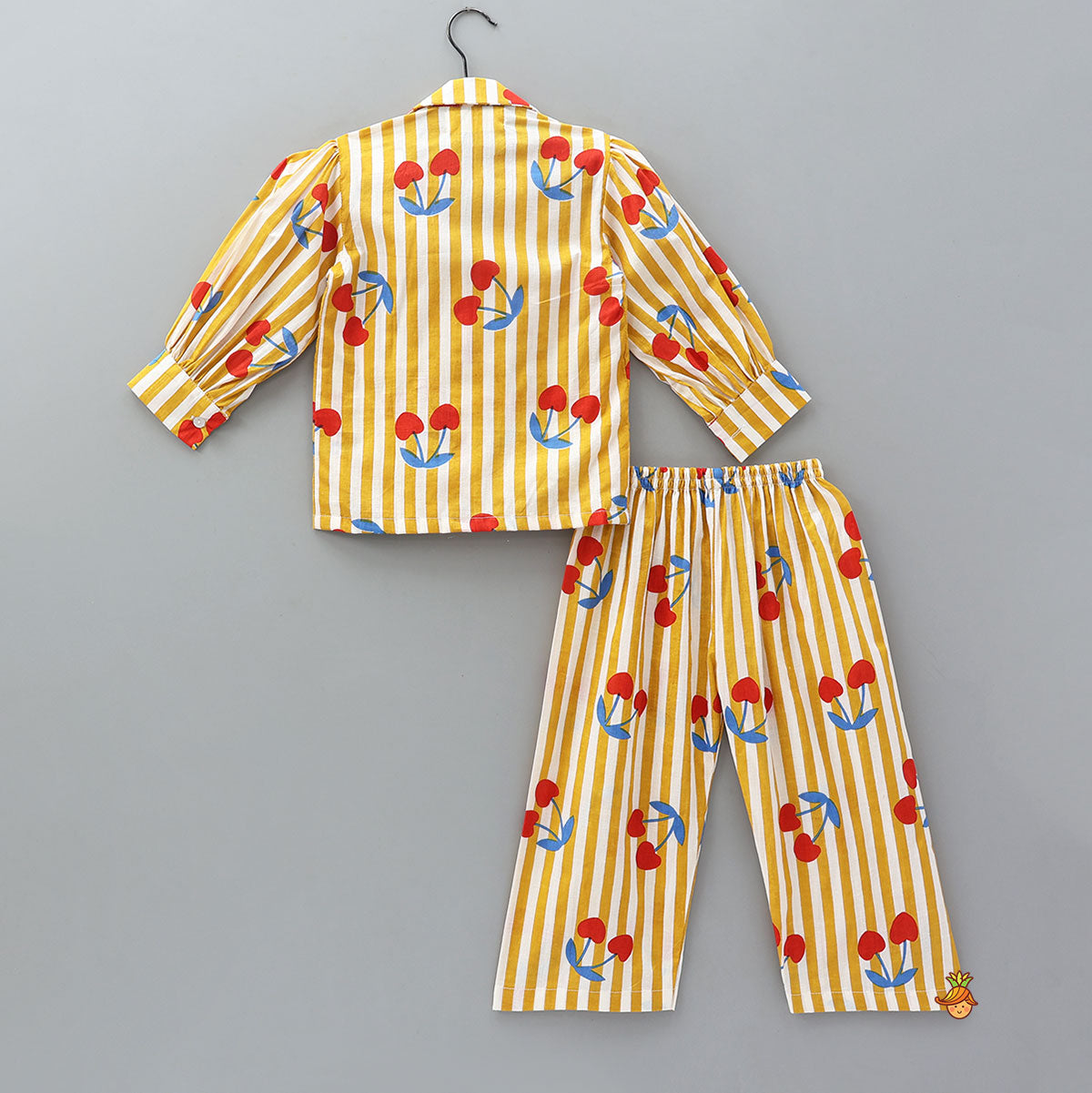 Vertical Striped Frilly Top And Pyjama