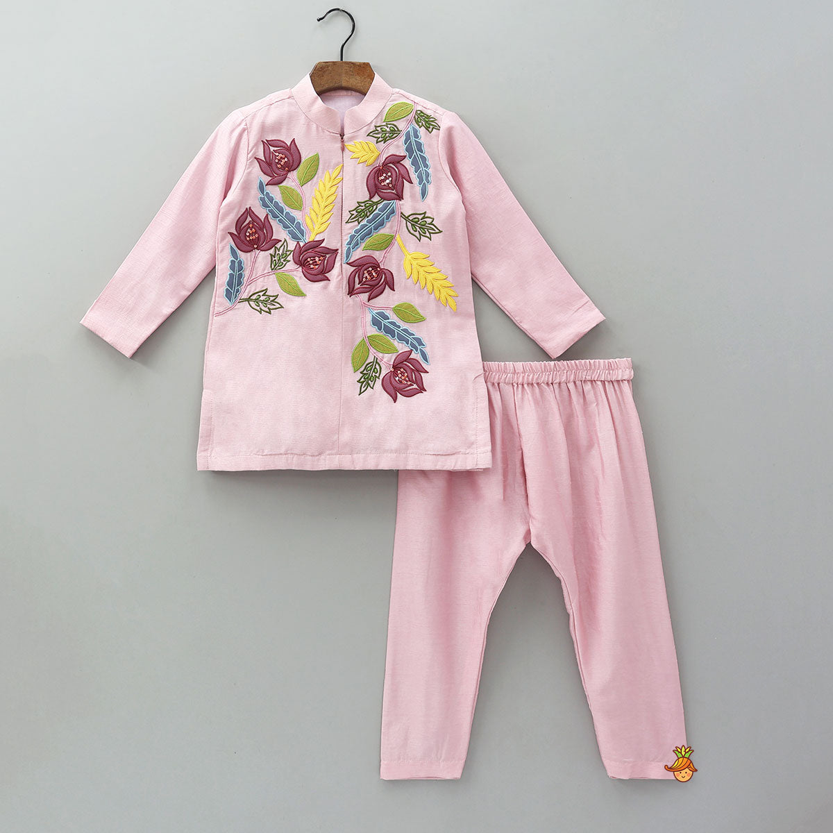 Floral Embroidered Kurta And Matching Pyjama