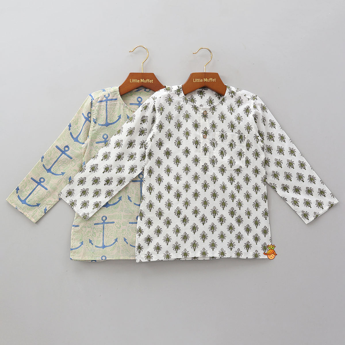 Patch Pocket Detail Kurtas - Set Of 2