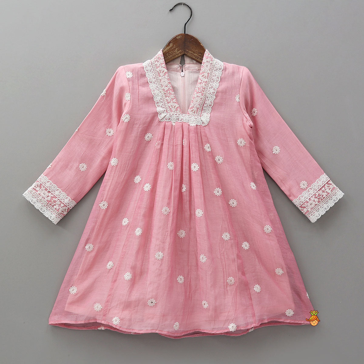 Front Pleated Detail Asymmetric Kurti And Matching Pant