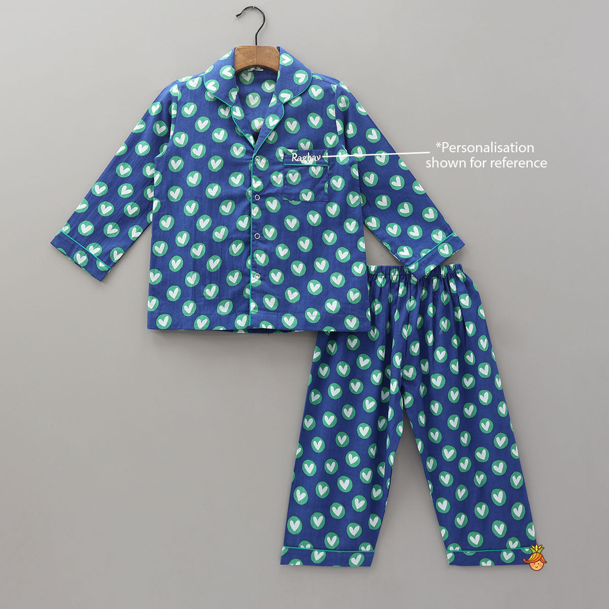 Notch Collar Heart-Printed Sleepwear
