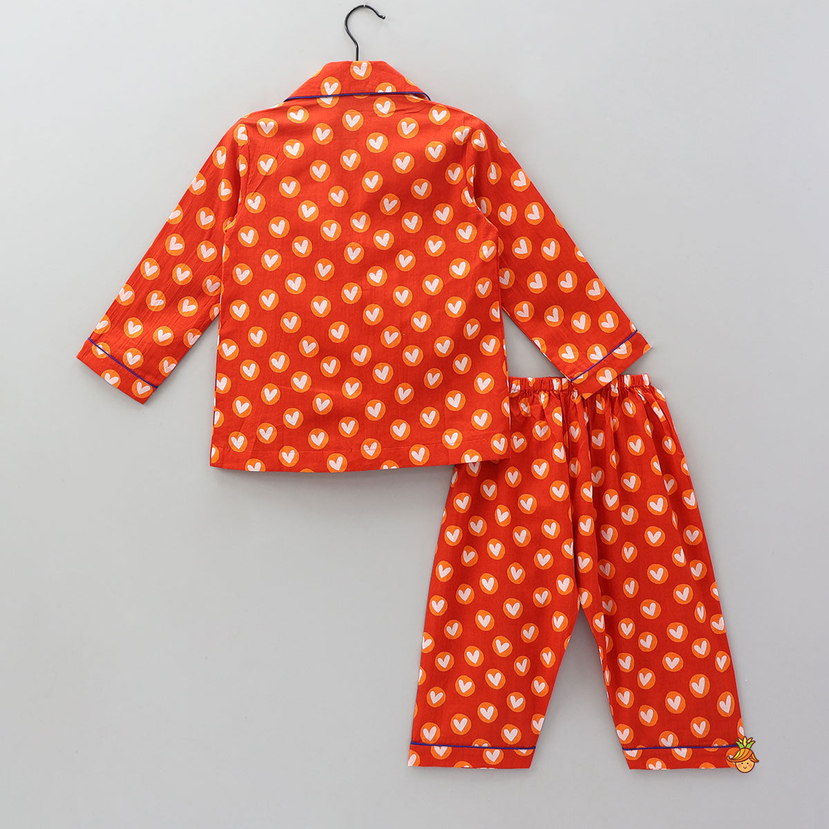 Patch Pocket Detail Heart-Printed Sleepwear