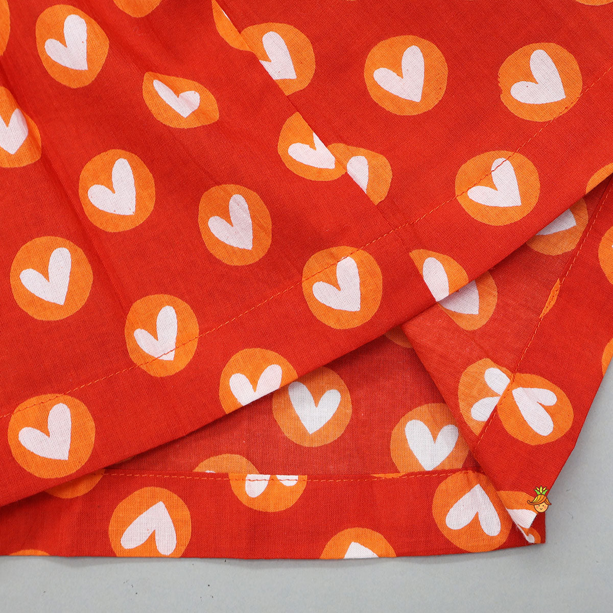 Patch Pocket Detail Heart-Printed Sleepwear