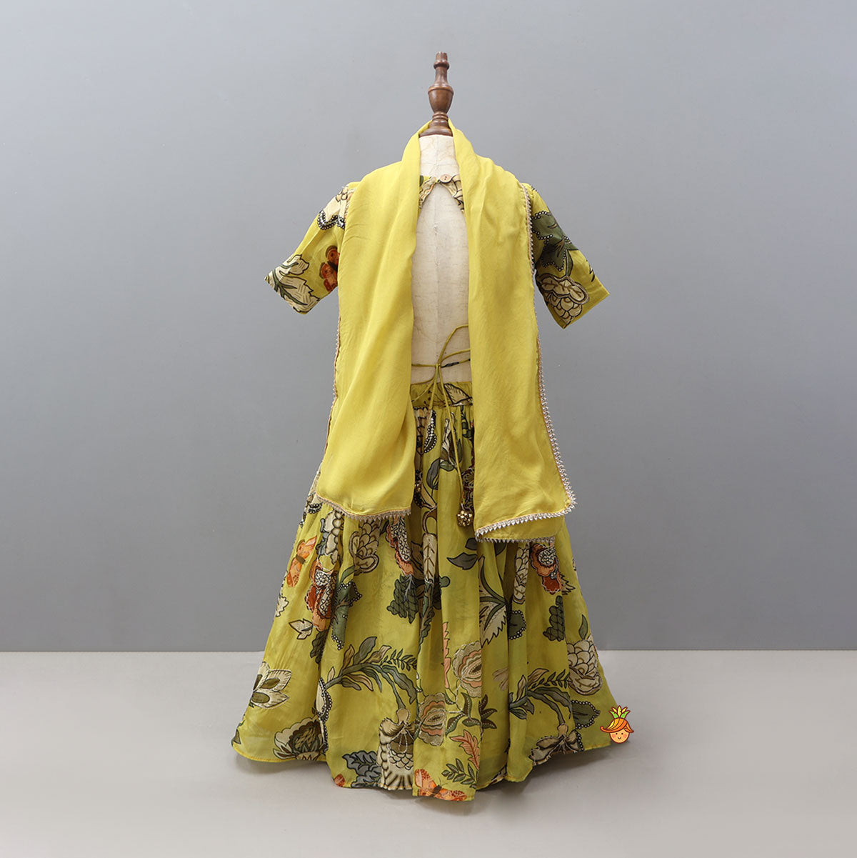 Elegant Open-Back Top And Matching Lehenga With Dupatta