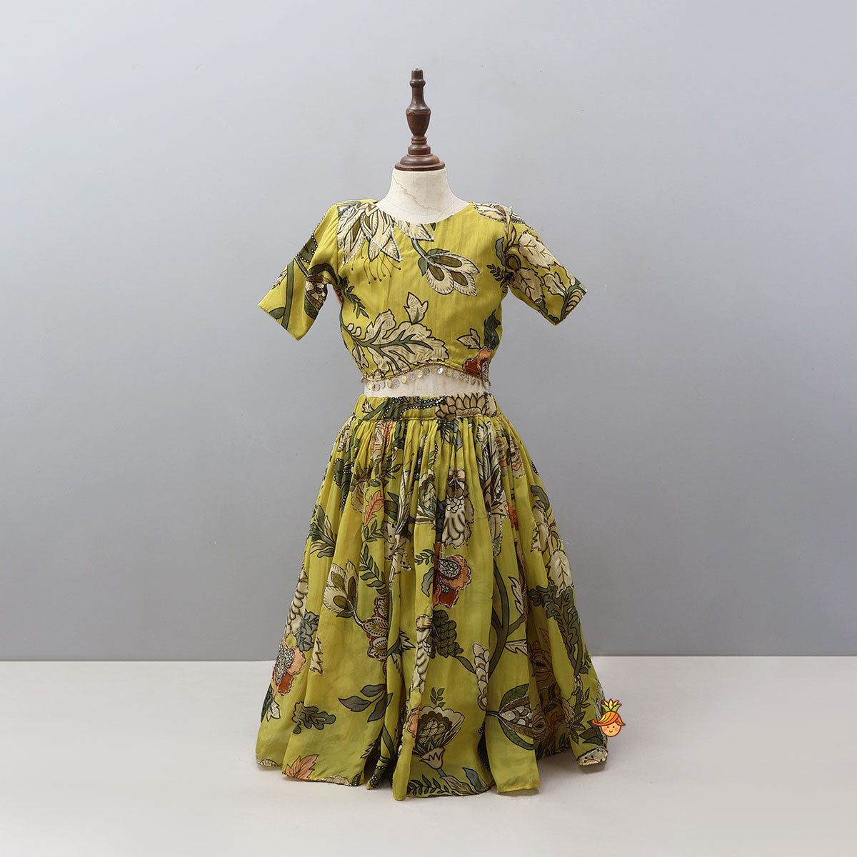 Elegant Open-Back Top And Matching Lehenga With Dupatta