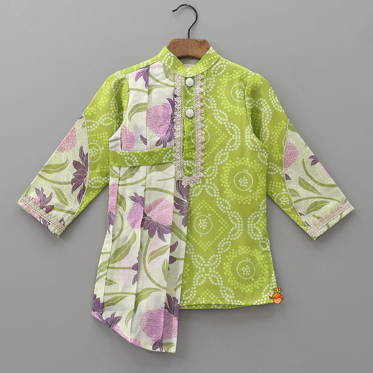 Bandhani Printed Flap Kurta And Pyjama