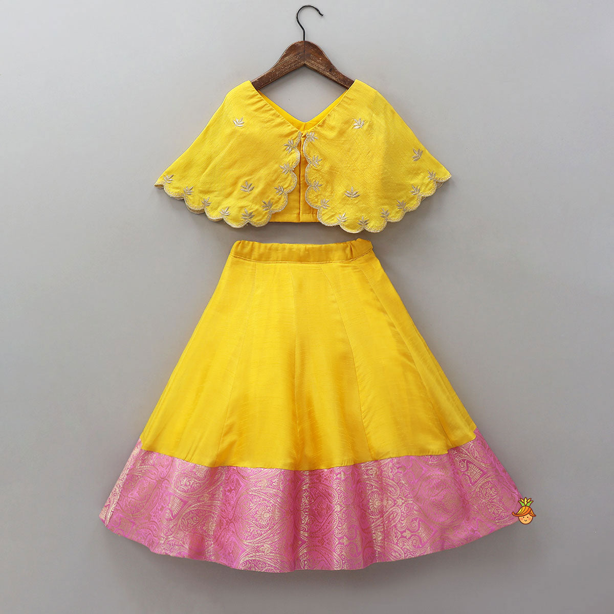 Cape Crop Top And Brocade Work Lehenga