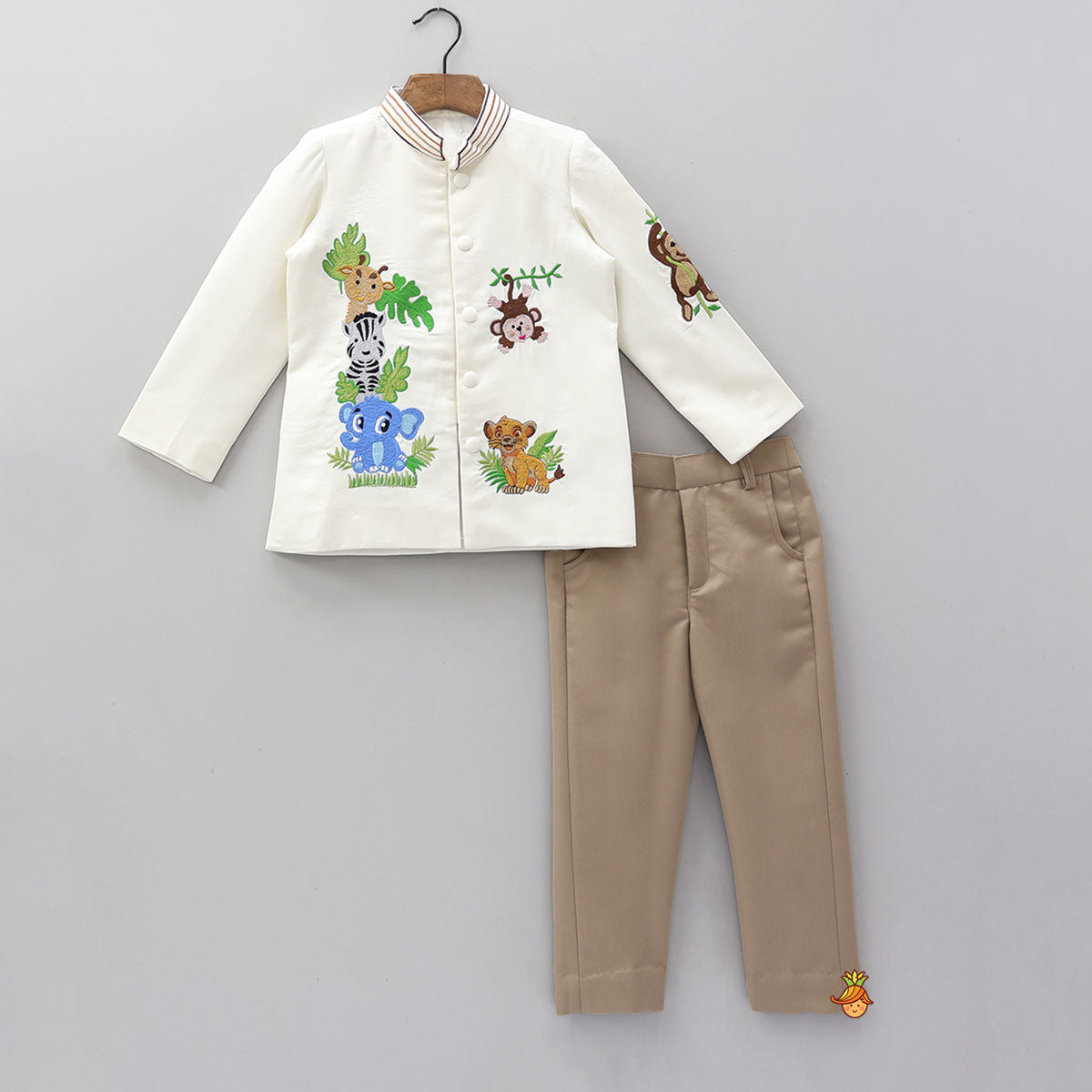 Animal Motif Embroidered Sherwani And Pant