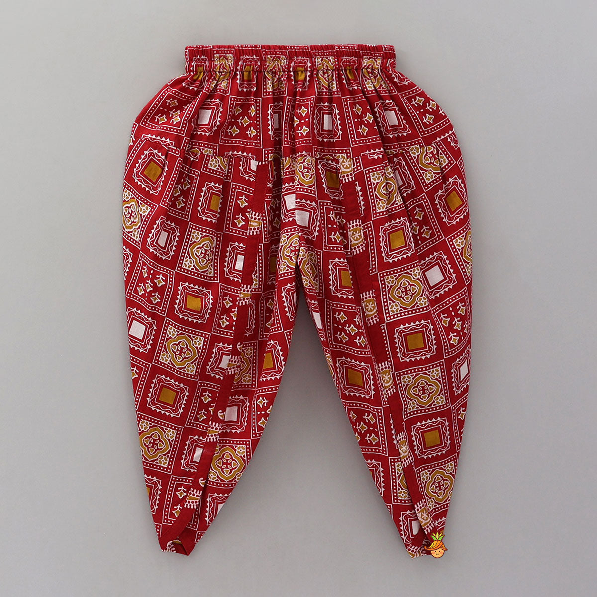 Frilled Sleeves Printed Kurti And Dhoti With Matching Dupatta