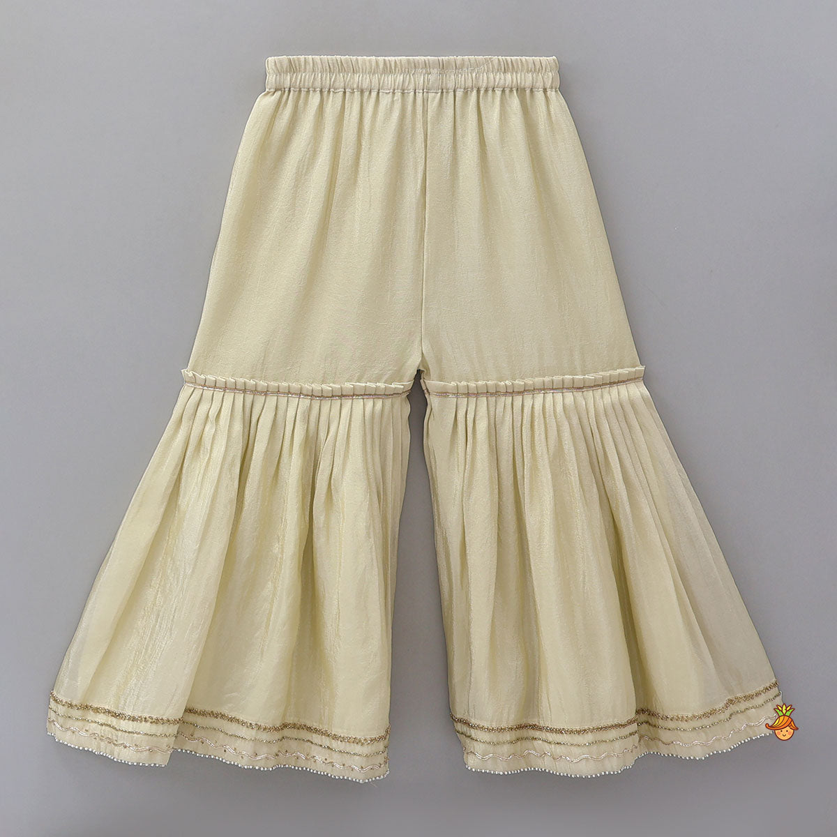 Scalloped Design Kurti And Shimmery Sharara With Matching Dupatta