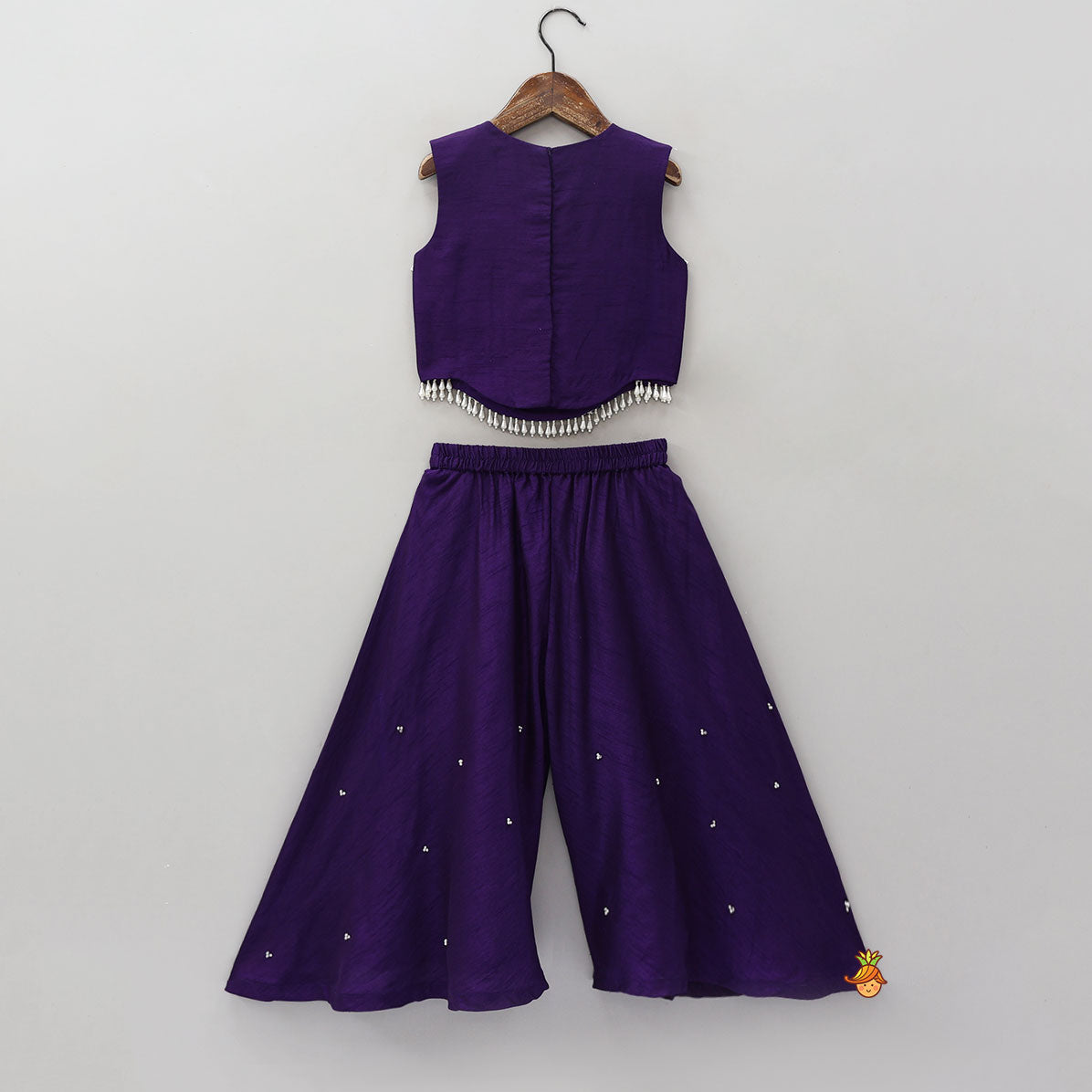 Embroidered Neckline Top And Palazzo With Organza Dupatta