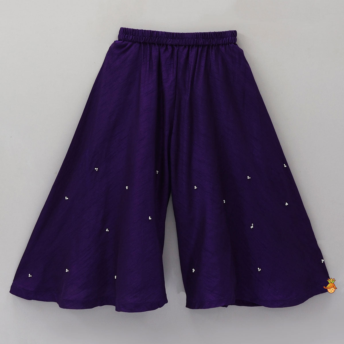 Embroidered Neckline Top And Palazzo With Organza Dupatta