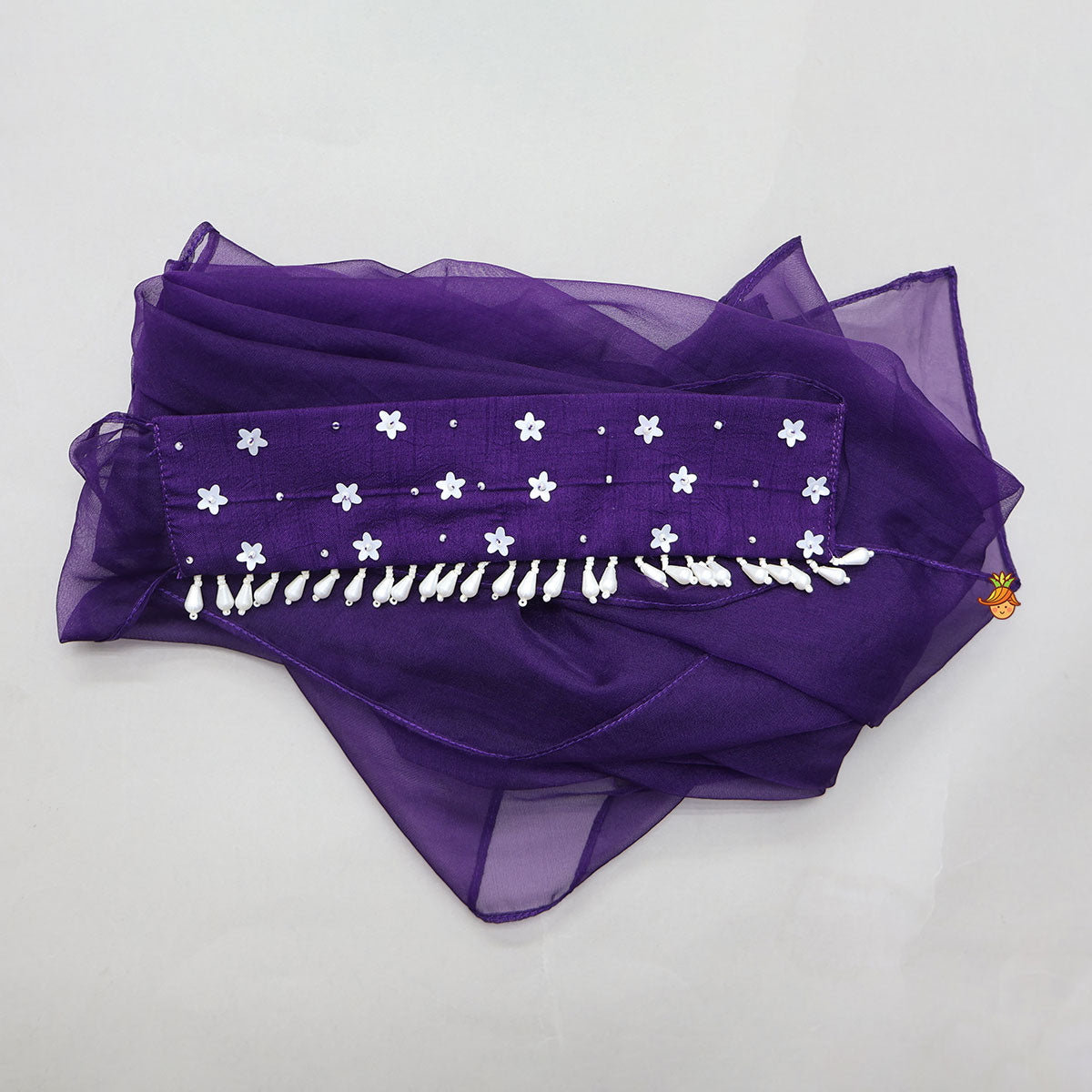 Embroidered Neckline Top And Palazzo With Organza Dupatta