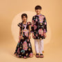 Stylish Floral Kurta With Patch Pocket Detail And Pyjama twinning model image 1