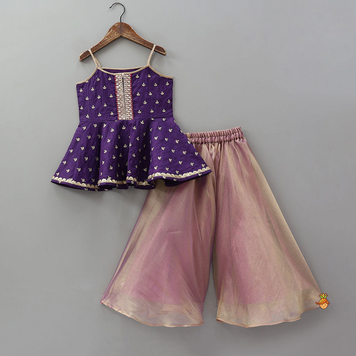 Strappy Ethnic Peplum Kurti With Flared Palazzo