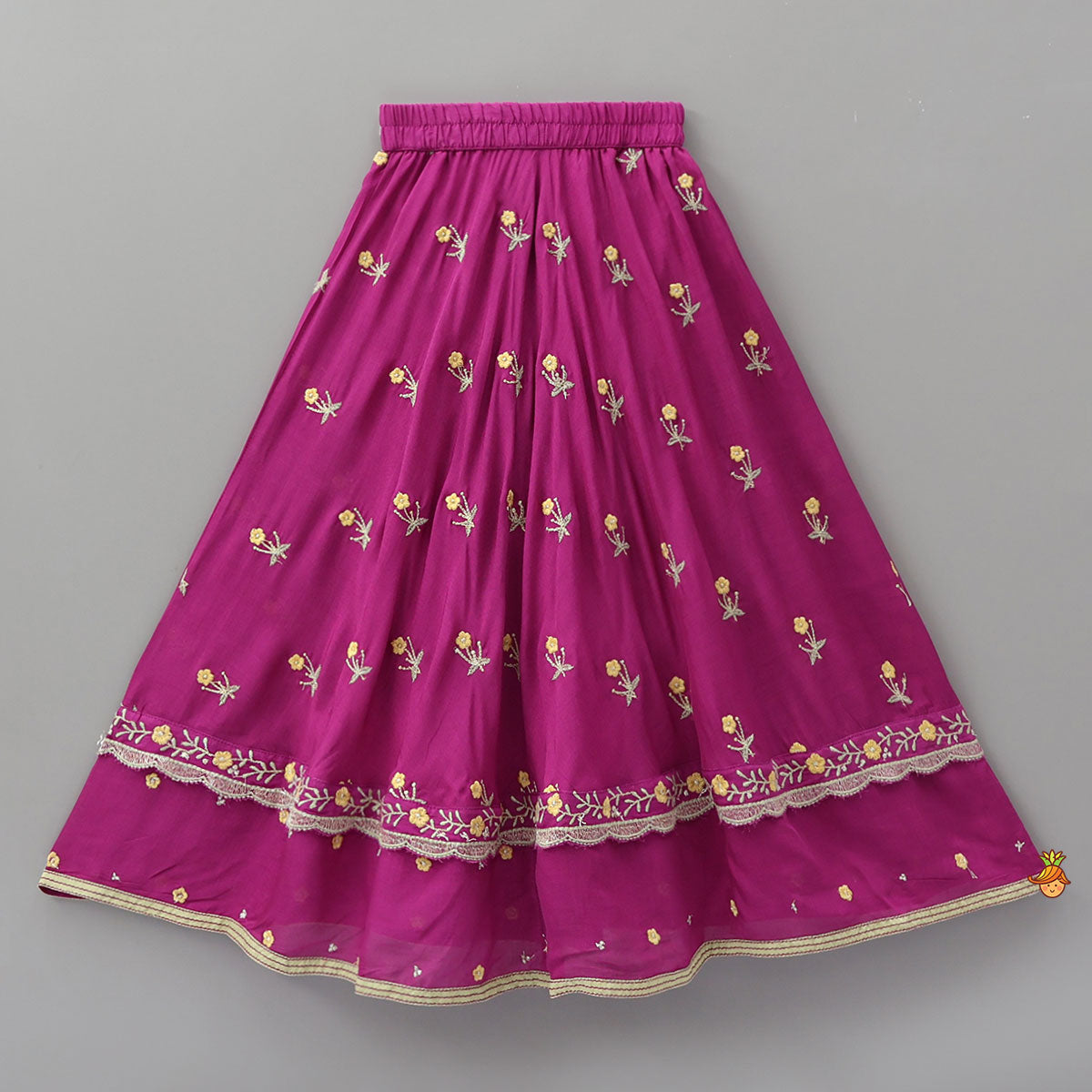 Gracefully Thread Embroidered Top And Lehenga