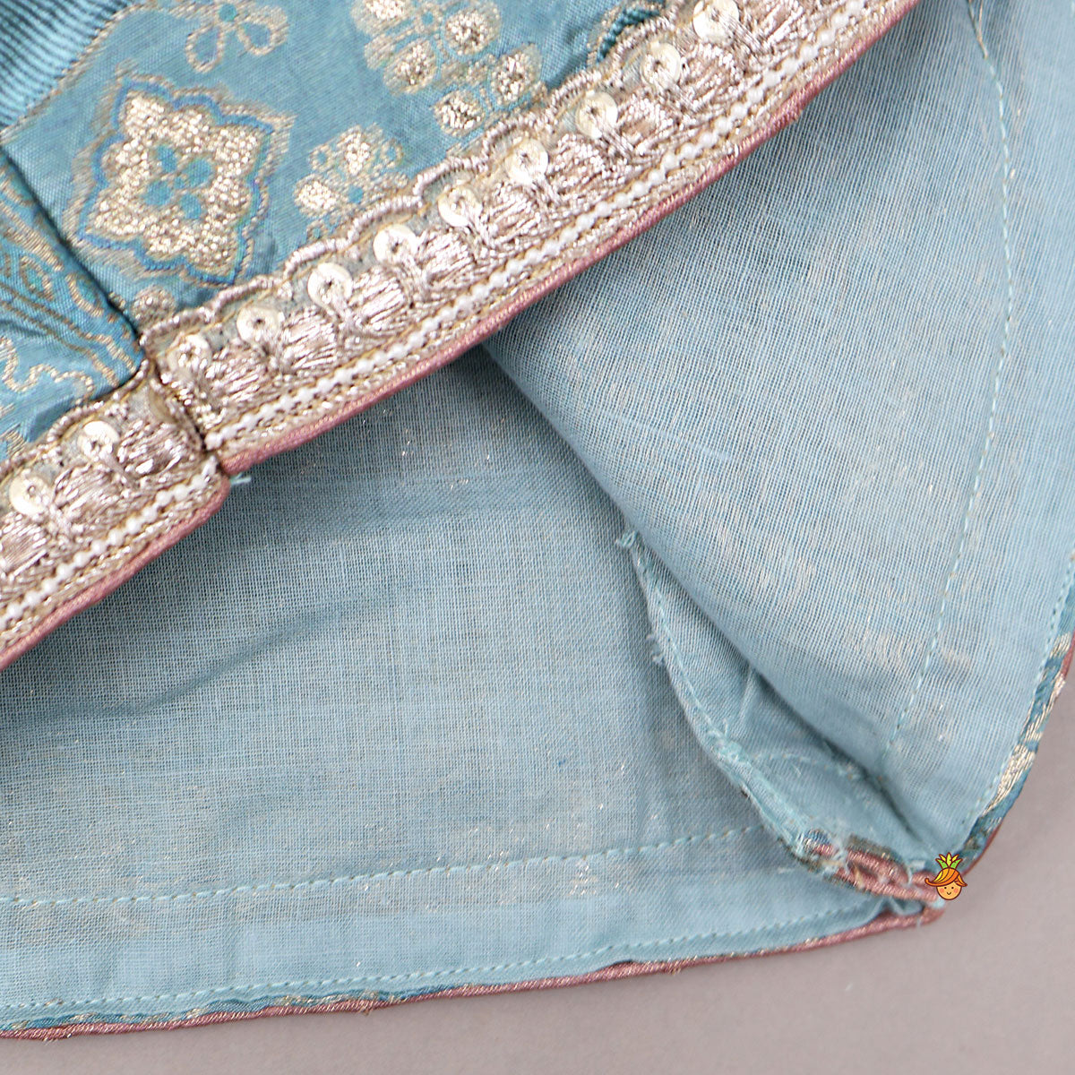 Gorgeous V Neck Top And Shimmery Lehenga With Matching Net Dupatta