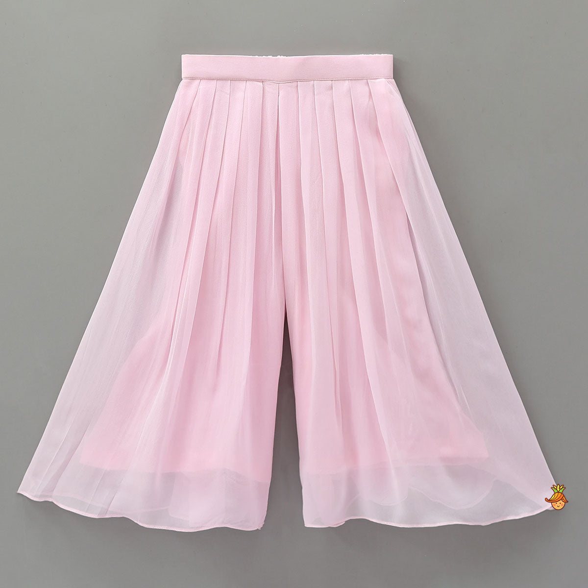 Embroidered Cape-Style Crop Top And Flared Palazzo