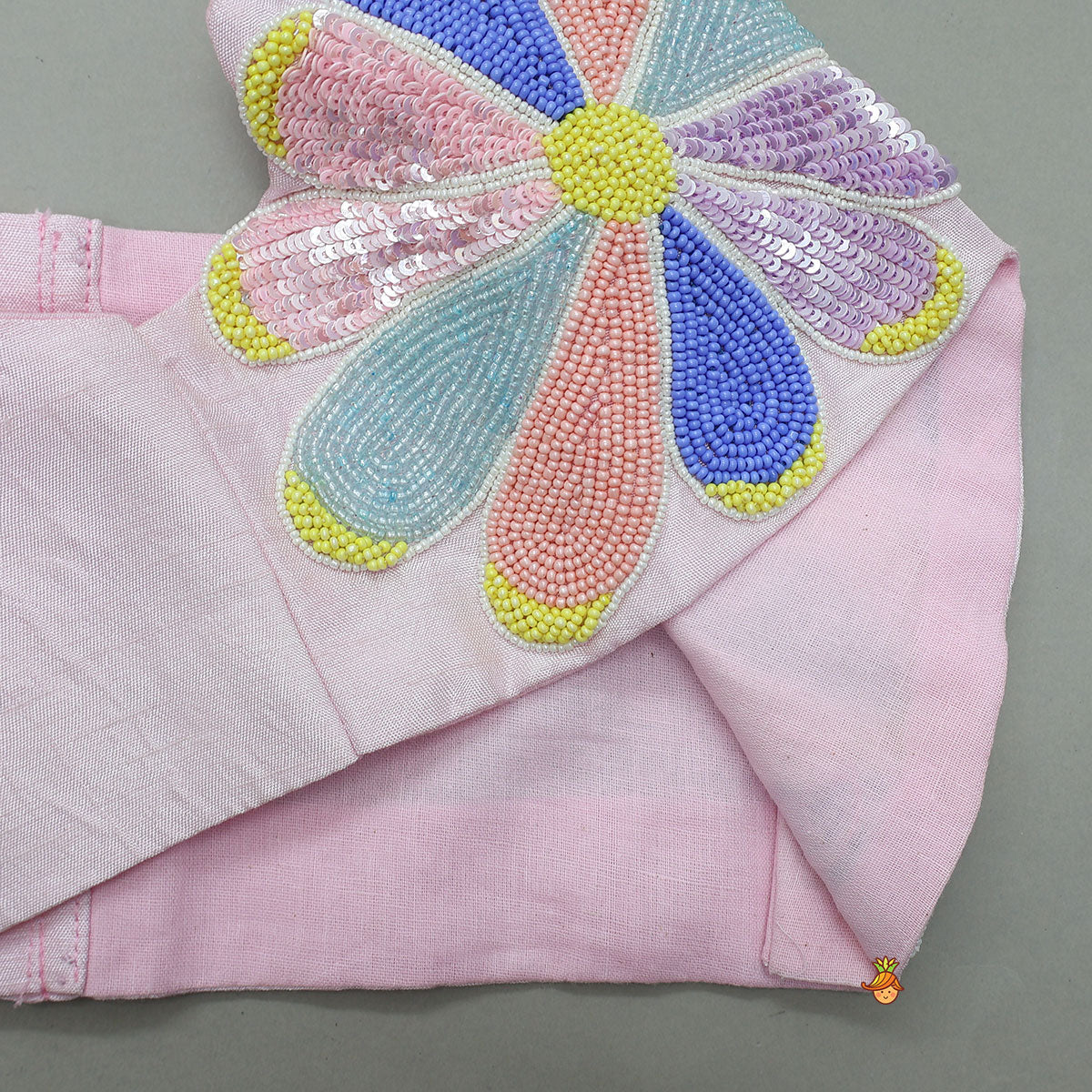 Embroidered Cape-Style Crop Top And Flared Palazzo