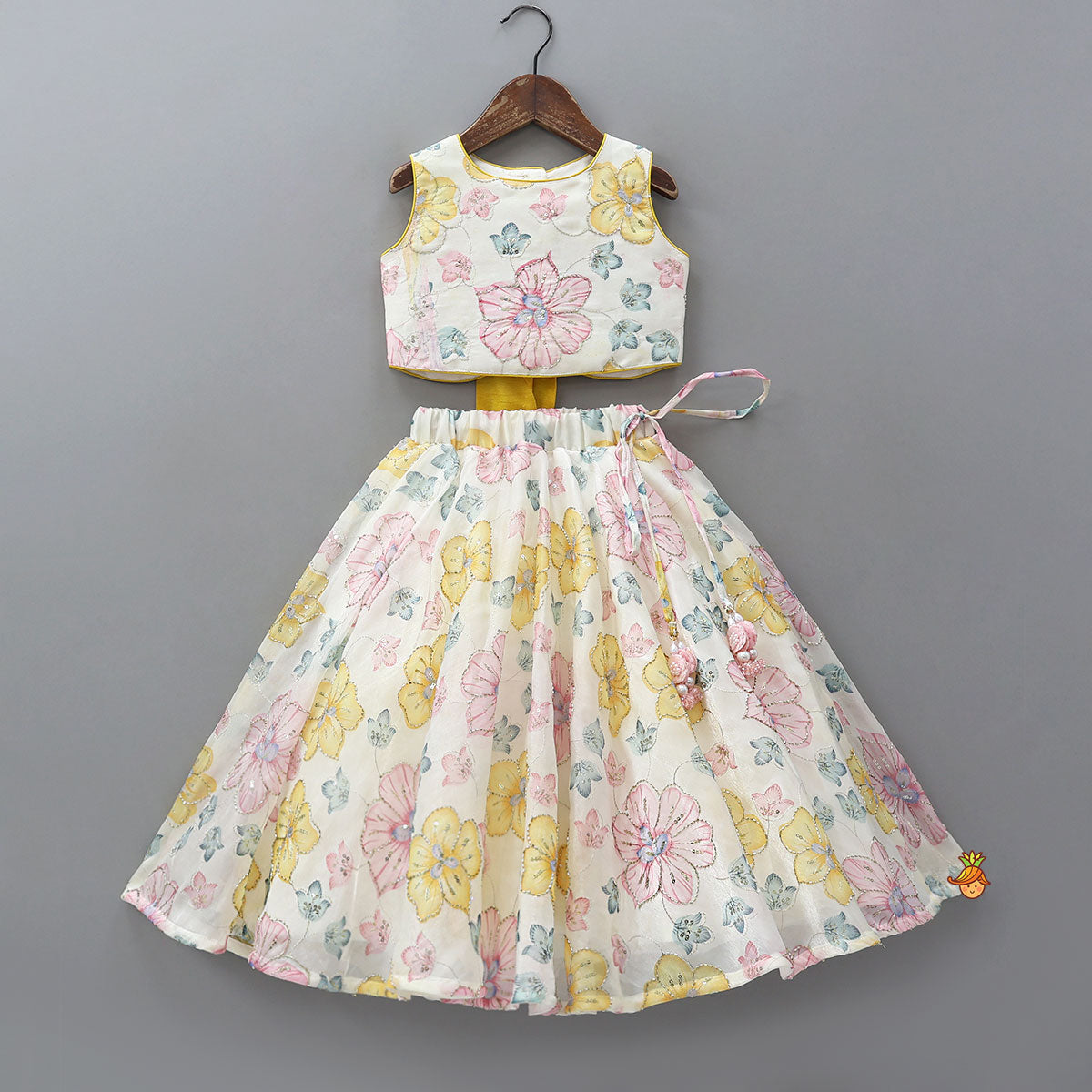 Back Tie-Up Crop Top And Lehenga