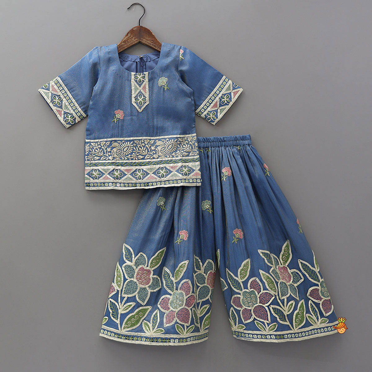 Gorgeous Shimmery Kurti With Matching Palazzo And Dupatta