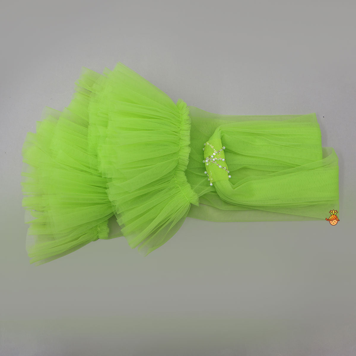 Stylish Sleeves Crop Top And Scalloped Hem Lehenga With Net Dupatta