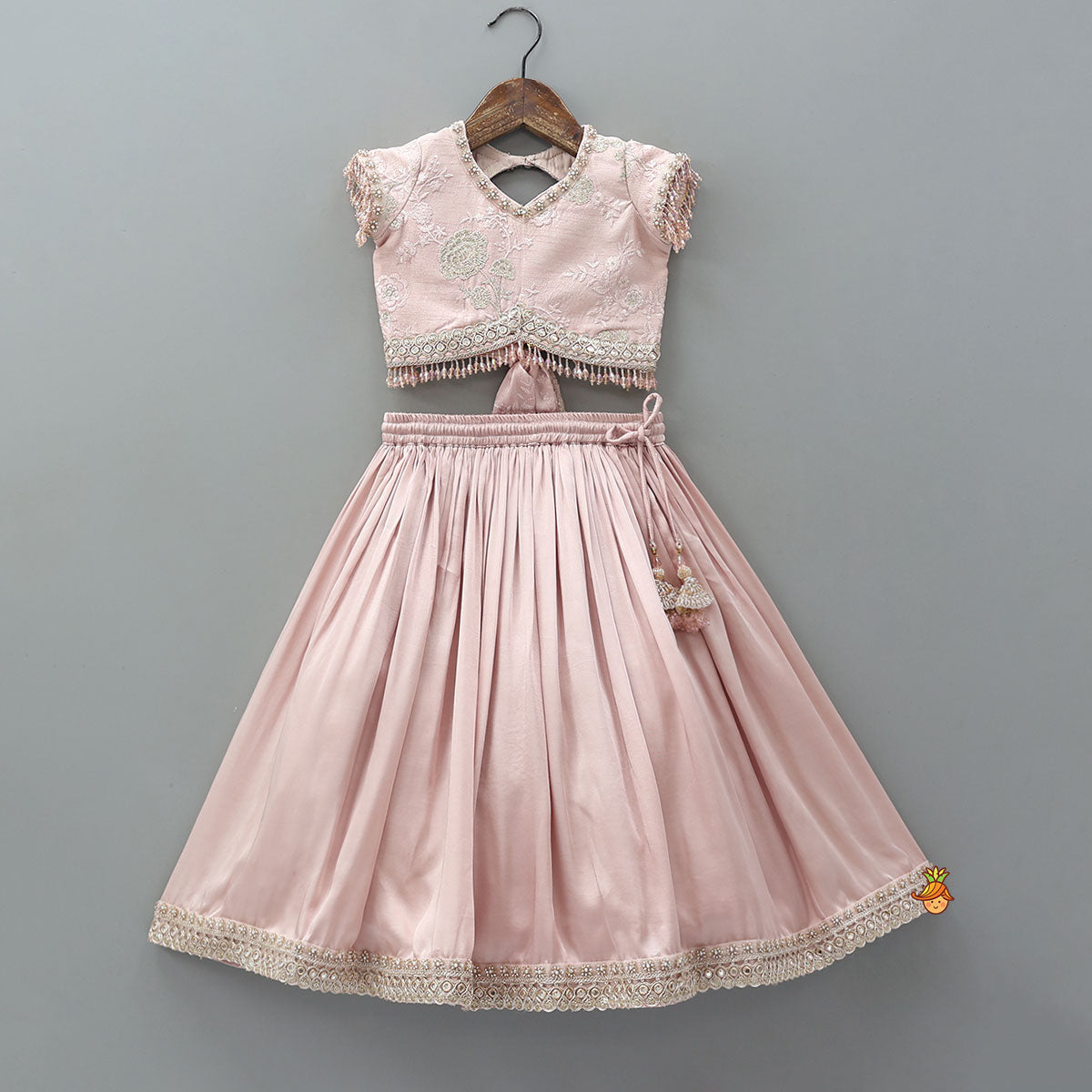 Back Knot Detail Crop Top And Lehenga