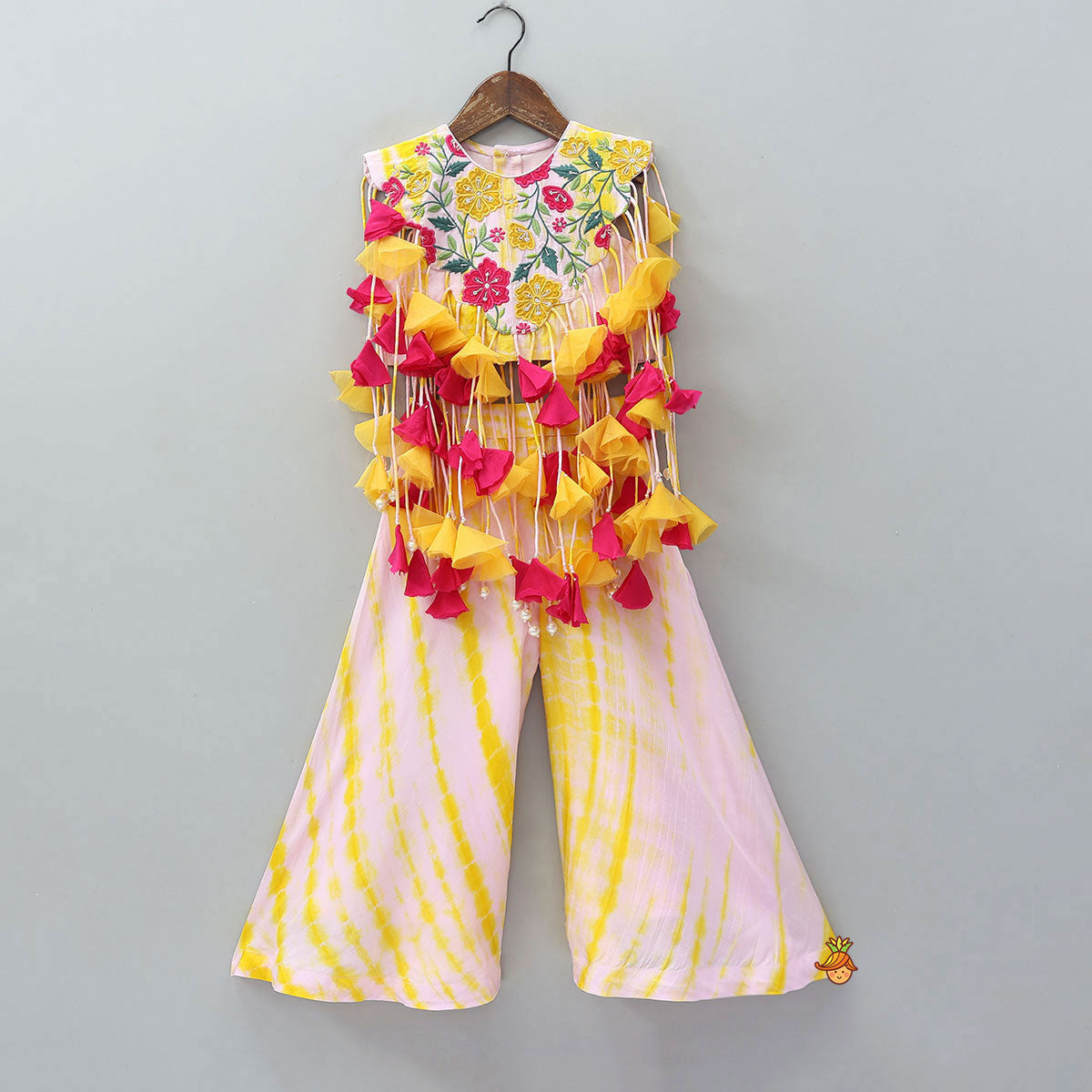 Multiple Hanging Tassel Detail Crop Top And Palazzo