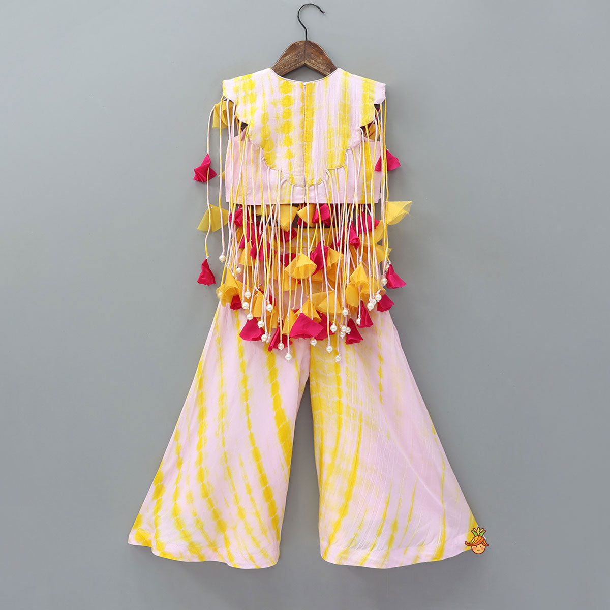 Multiple Hanging Tassel Detail Crop Top And Palazzo