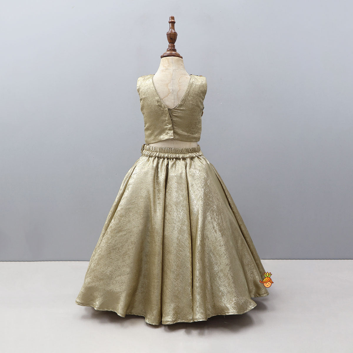 Sequin-Embroidered Sheen Crop Top And Lehenga With Coordinated Dupatta