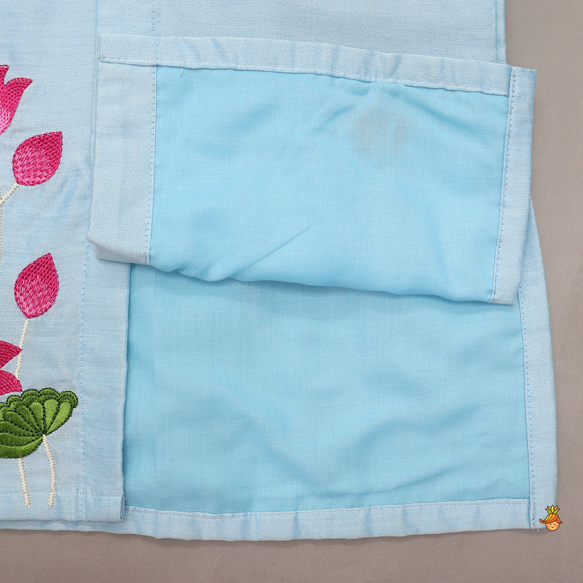 Floral Embroidered Cotton Kurta And Pyjama