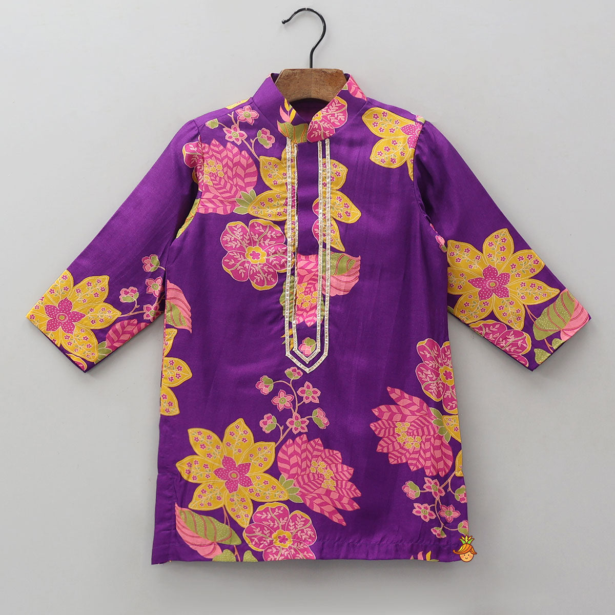 Printed Ethnic Kurta With Striped Pyjama