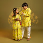 Front-Open Printed Ethnic Kurta With Pyjama twinning model image 1