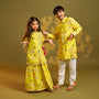 Front-Open Printed Ethnic Kurta With Pyjama twinning model image 2