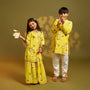 Front-Open Printed Ethnic Kurta With Pyjama twinning model image 3