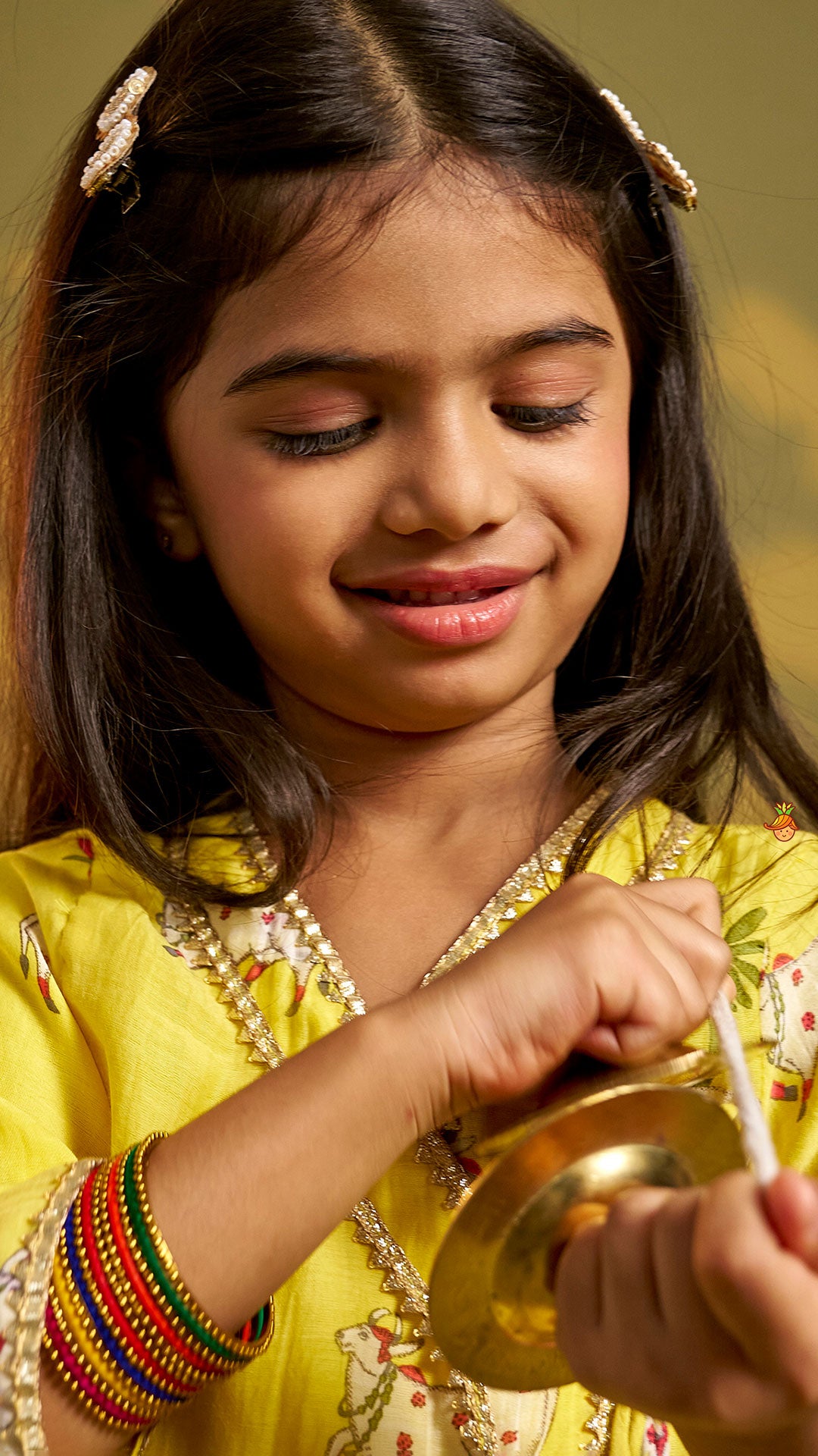 Tie-Knot Detail Angarkha-Style Ethnic Kurti And Palazzo