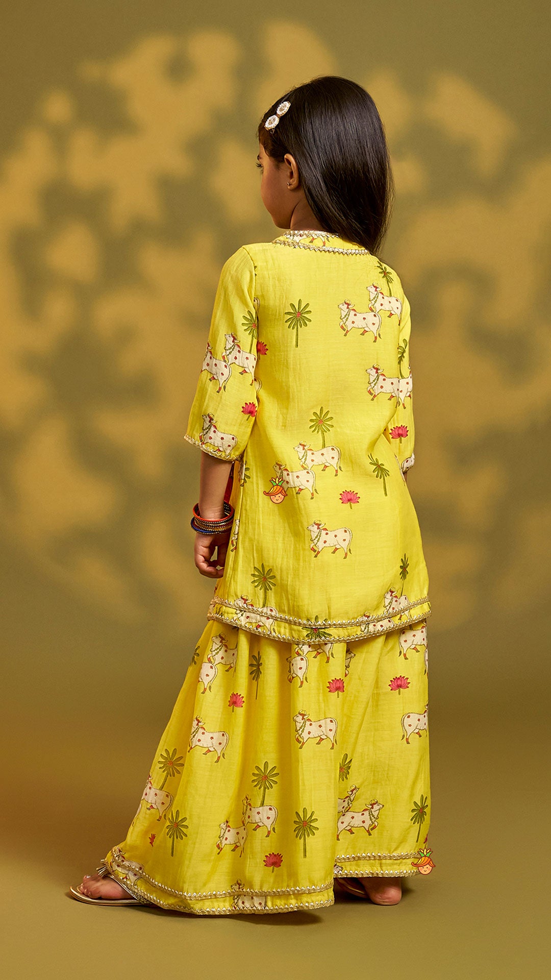 Tie-Knot Detail Angarkha-Style Ethnic Kurti And Palazzo