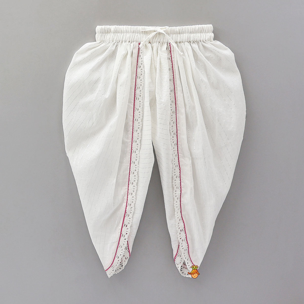 Lurex Striped Hand Block Printed Angarkha Kurti And Dhoti