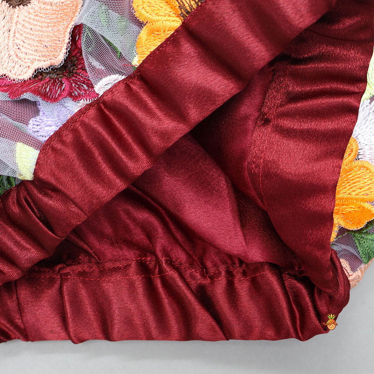 3D Flowers Embellished Elasticated Top And Dhoti Style Skirt