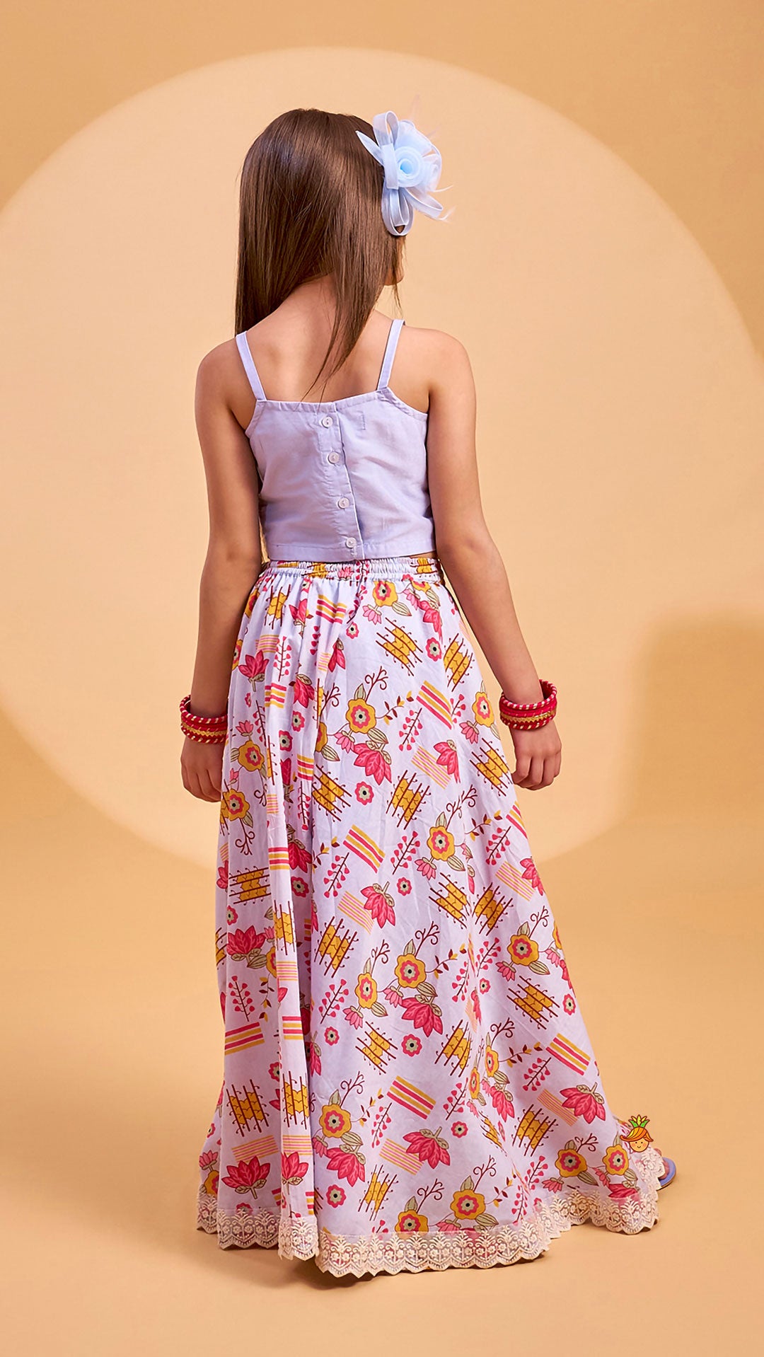 Embroidered Strappy Crop Top And Matching Lehenga