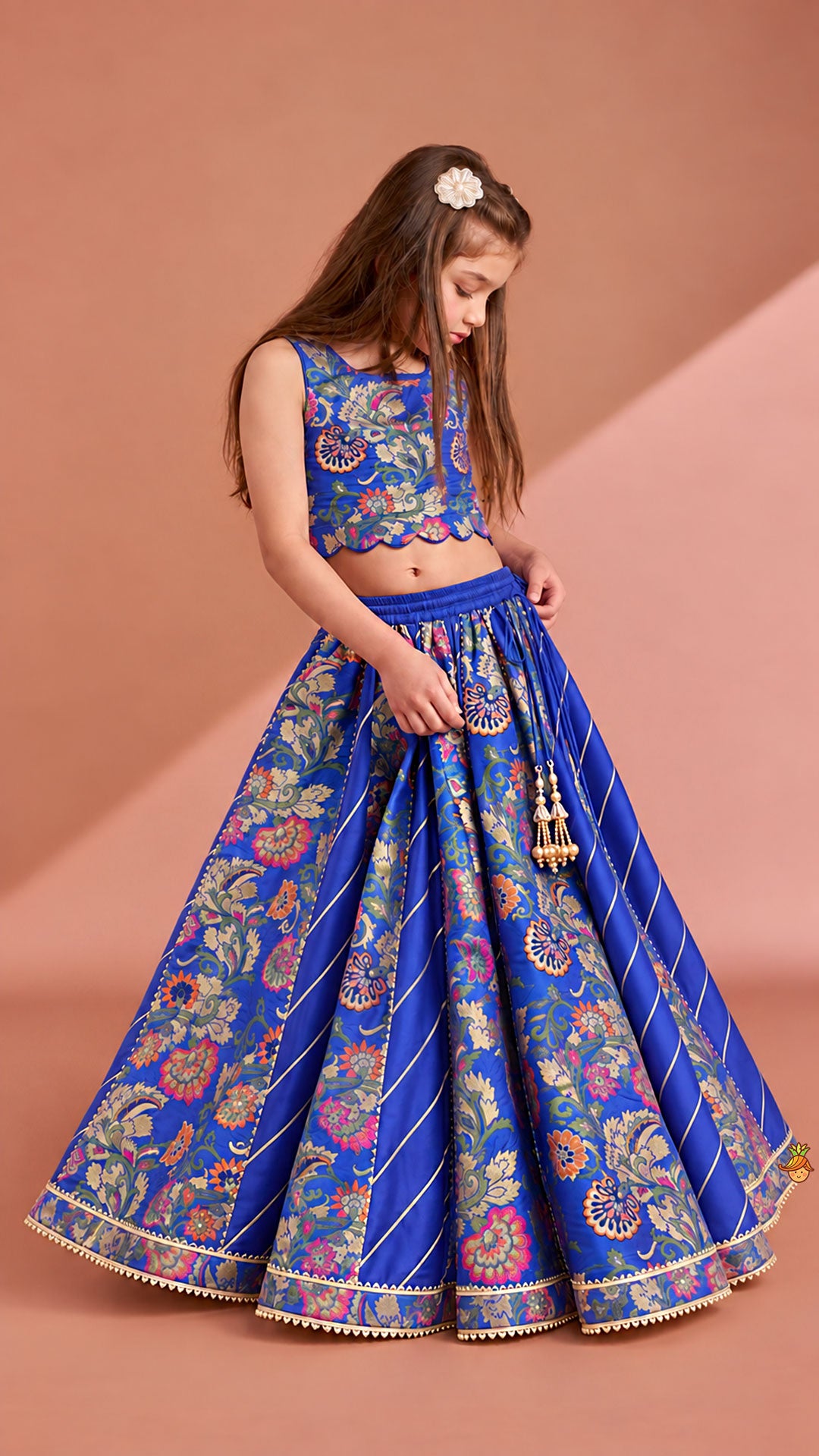 Gorgeous Brocade Crop Top And Lehenga With Matching Dupatta