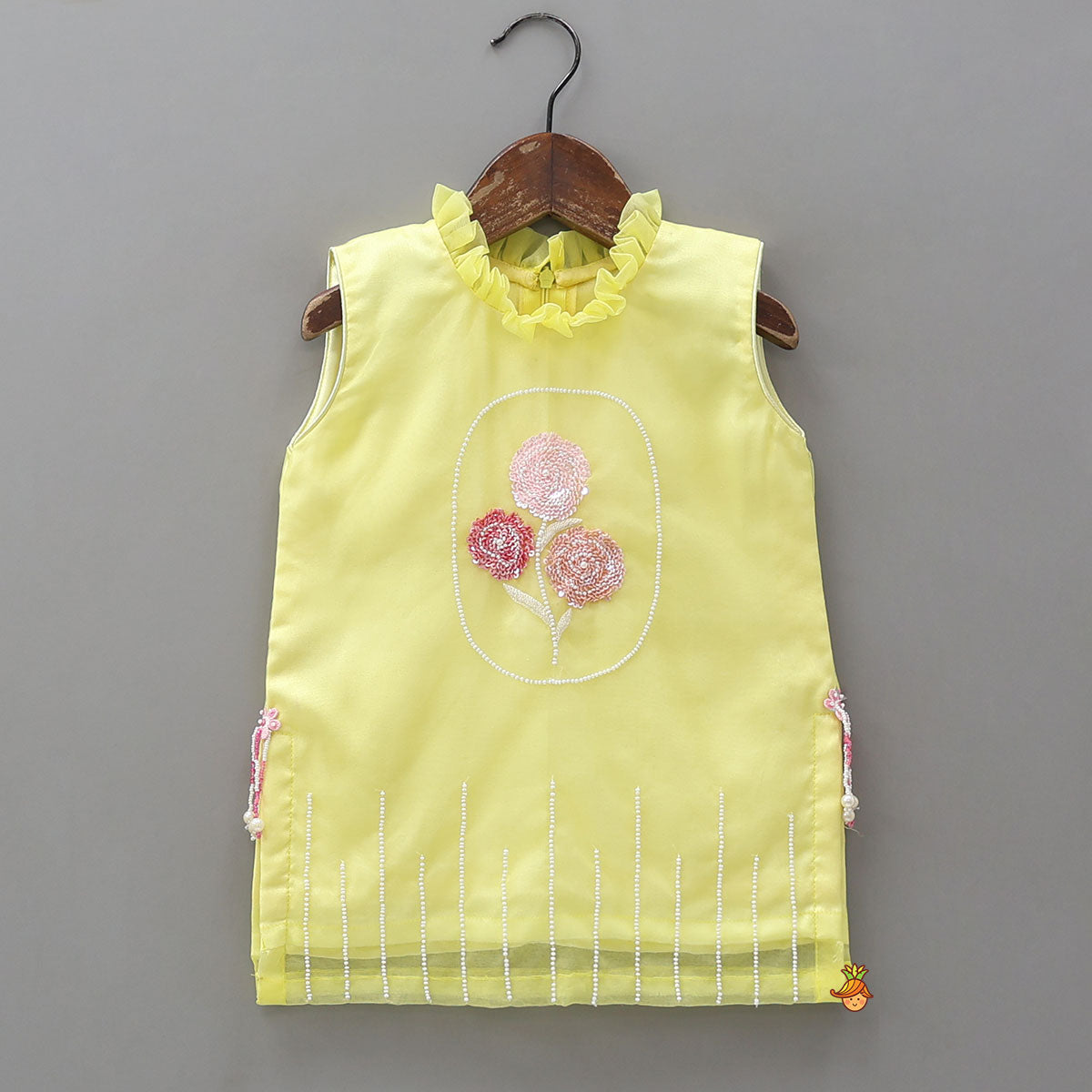 Embroidered Yoke Organza Kurti And Sharara