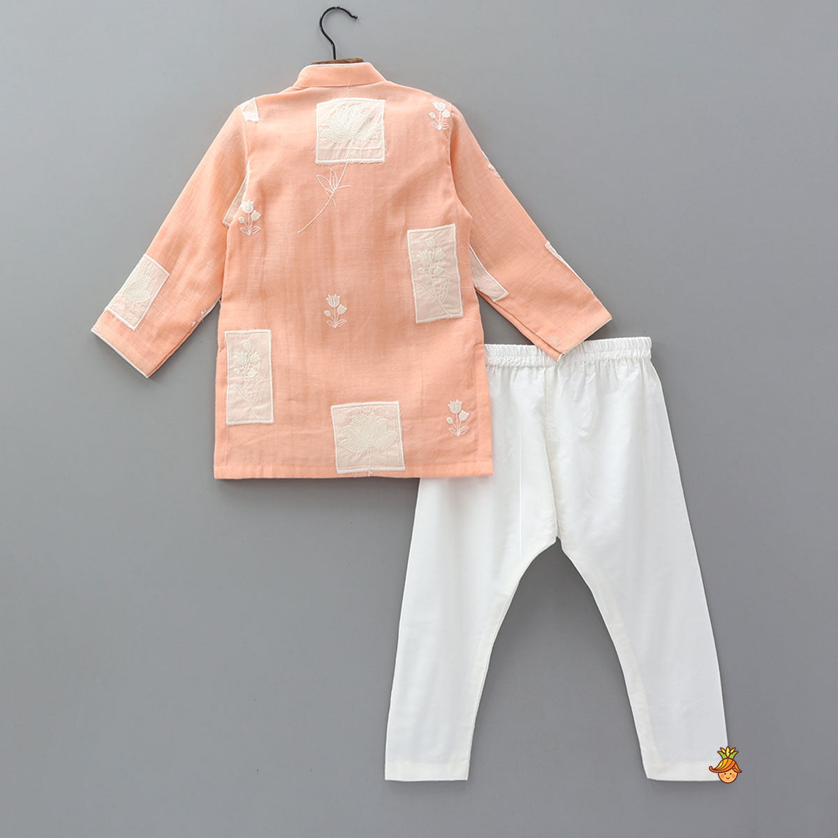 Exquisite Floral Applique Work Kurta And Pyjama