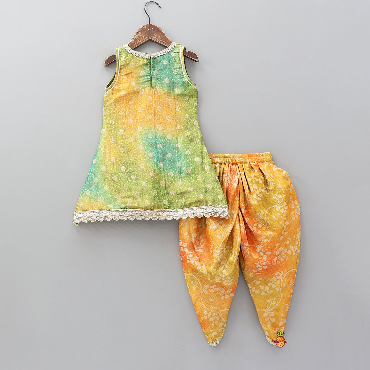 Foil Printed Ombre Kurti with Dhoti