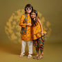 Floral Printed Kurta And Open jacket With Pyjama twinning model image 1