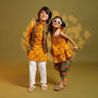 Floral Printed Kurta And Open jacket With Pyjama twinning model image 2