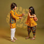 Floral Printed Kurta And Open jacket With Pyjama twinning model image 3