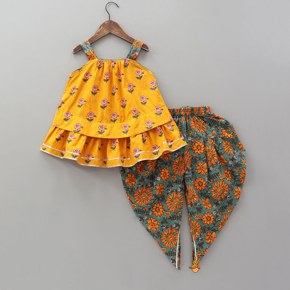Floral Printed Strappy Kurti With Matching Dhoti