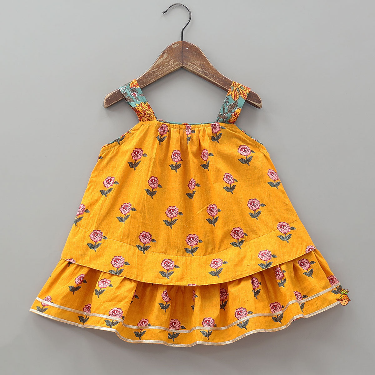 Floral Printed Strappy Kurti With Matching Dhoti