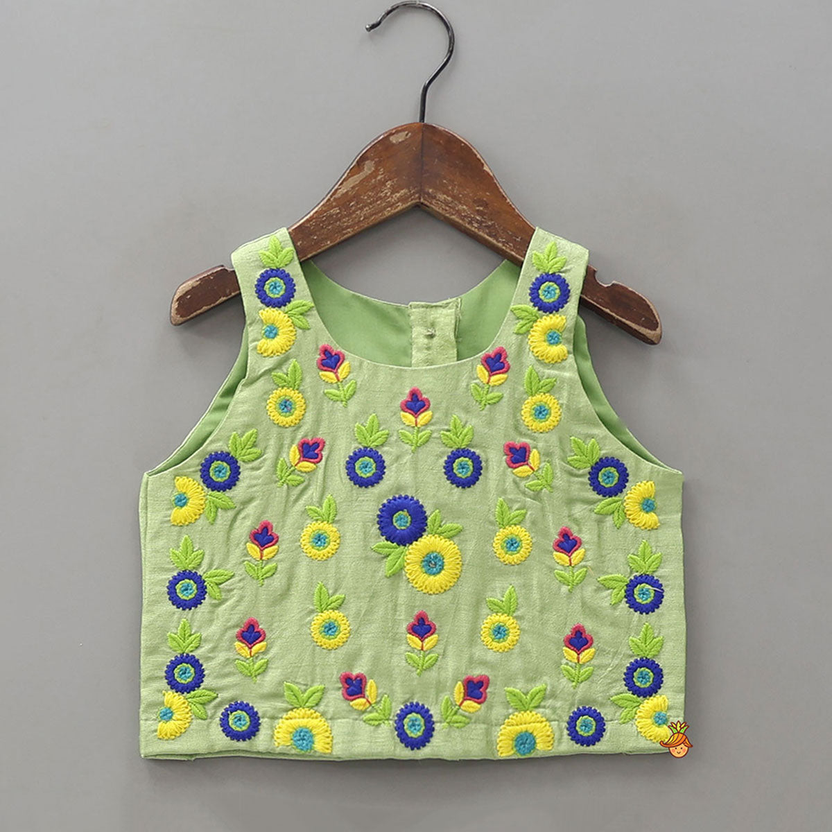 Floral Thread Embroidered Sleeveless Crop Top And Flared Palazzo